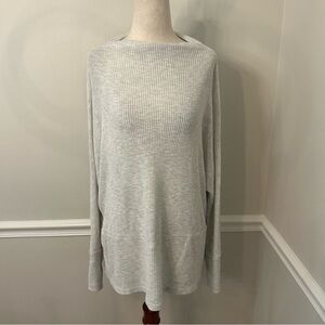 Eri+Ali mock neck light gray waffle knit long sleeve- Size large